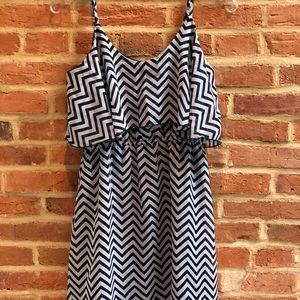 White & Navy Chevron Dress